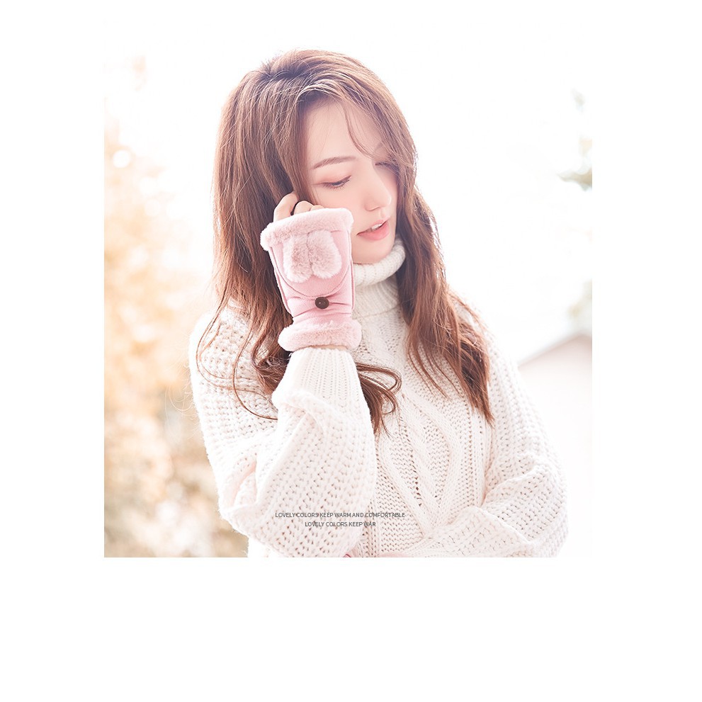 Găng tay nửa ngón tai thỏ style Hàn Quốc 2019 - LCTQ