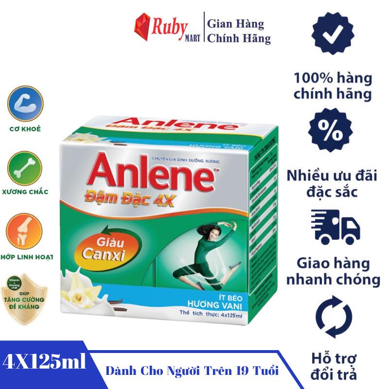 [Date T12/23] Lốc Sữa Bột Pha Sẵn Anlene Đậm đặc 4x Date mới Lốc 4x125ml