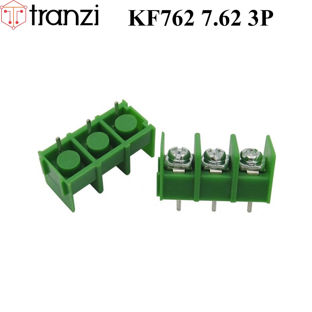 Cầu đấu 7.62mm KF762 7.62 3P chân cắm thẳng xanh - túi 10 cái