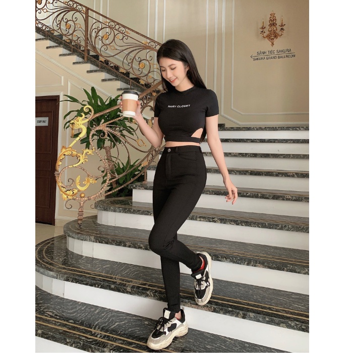 Quần tregging nữ kéo khóa CHIANG legging co giãn