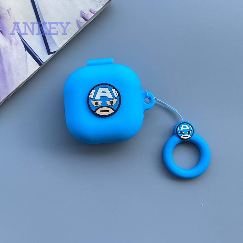 Samsung Galaxy Buds Live / Buds Pro / Buds 2 Vỏ silicon chống sốc hình Marvel có móc treo cho hộp tai nghe