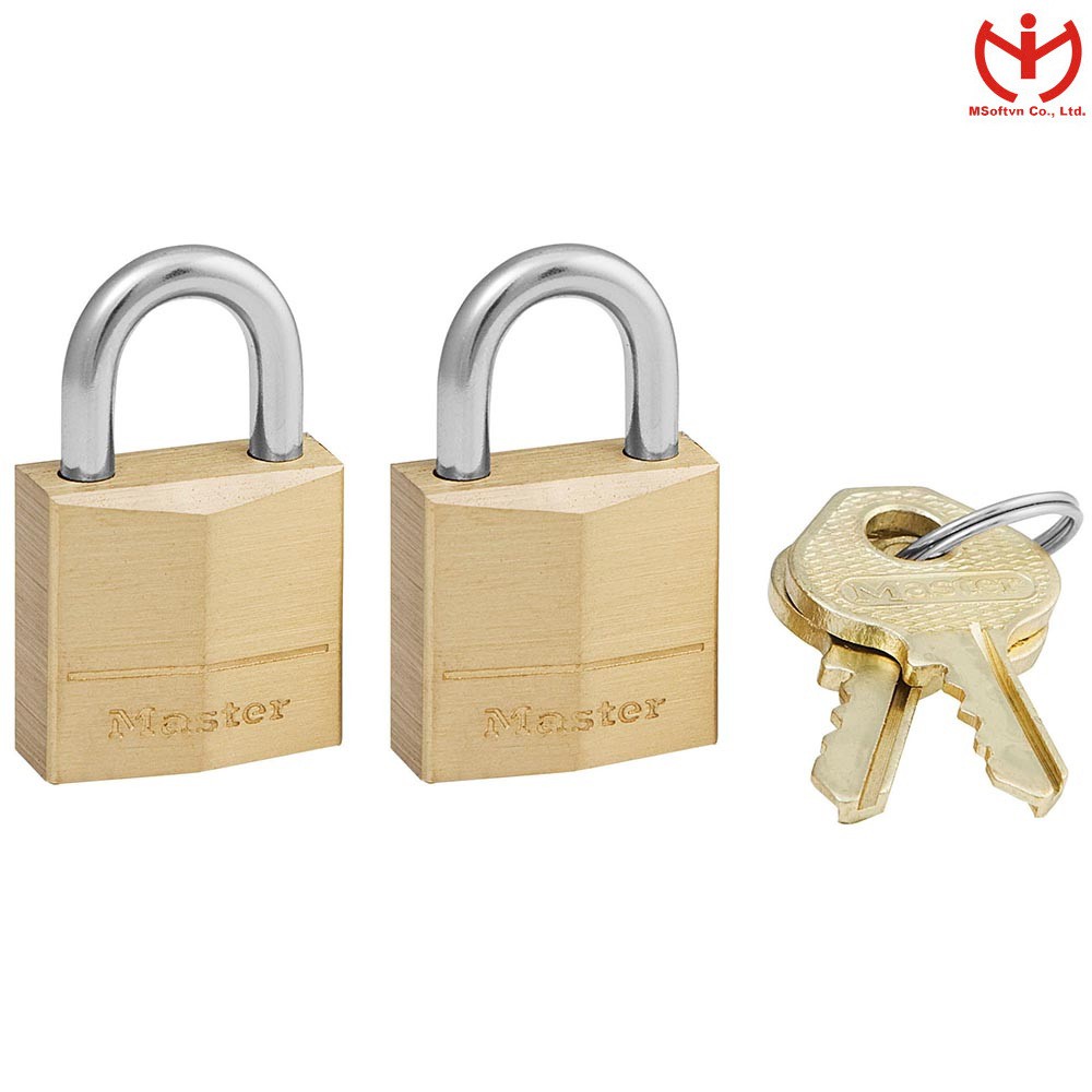 [Hỏa tốc HCM] Bộ 2 khóa vali Master Lock 120 EURT thân đồng 20mm chung chìa - MSOFT