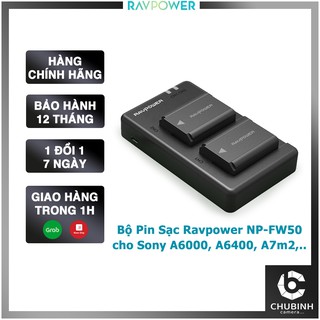 Bộ Pin + Sạc  FW50 RAVPOWER P-PB056 (Sony A6000,A6100, A6300, A6400, A7, A7R, A7S, A7M2,...) | Chính Hãng