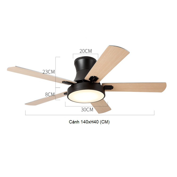 Đèn quạt MONSKY NORDIC 5 cánh cao cấp kiểu dáng sang trọng trang trí nhà cửa, quán cafe