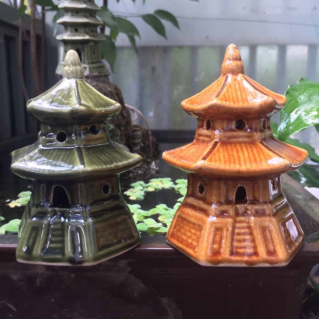 Tượng gổm Tháp Tròn Đá Trang Trí Hồ Cá, Bể Cá-Hòn Non Bộ
