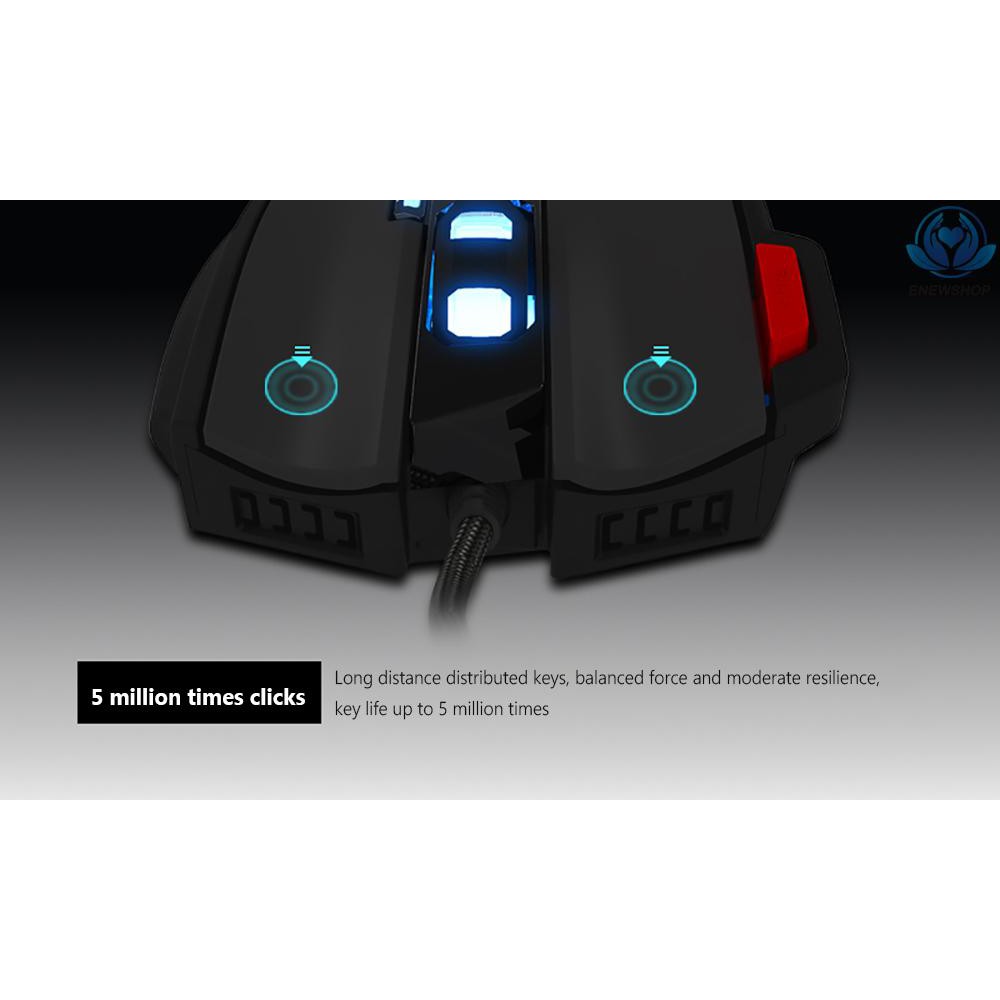 【enew】ZELOTES T-60 3200DPI Wired Gaming Mouse Optical Adjustable USB Computer Programmable LED Backlight Mice 7 Buttons Gaming Mouse for PC Laptop Gamer