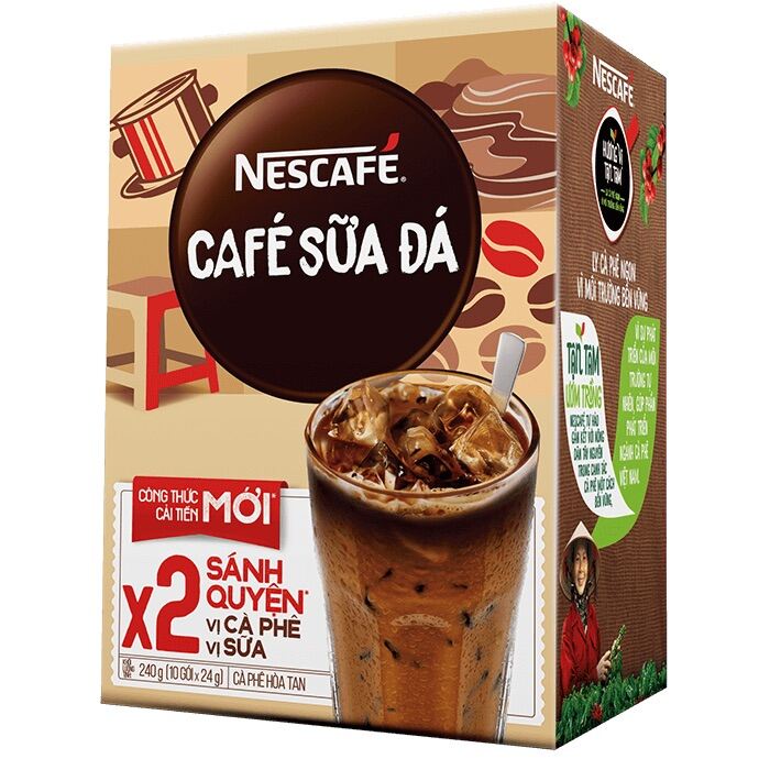 COMBO 3 HỘP CÀ PHÊ HÒA TAN NESCAFE SỮA ĐÁ - hộp ( 10 gói x 24gr)