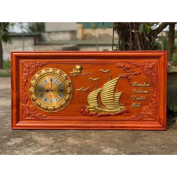 Tranh đồng hồ treo tường gỗ hương