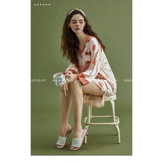 D861 đầm sơ mi lụa họa tiết cao cấp.