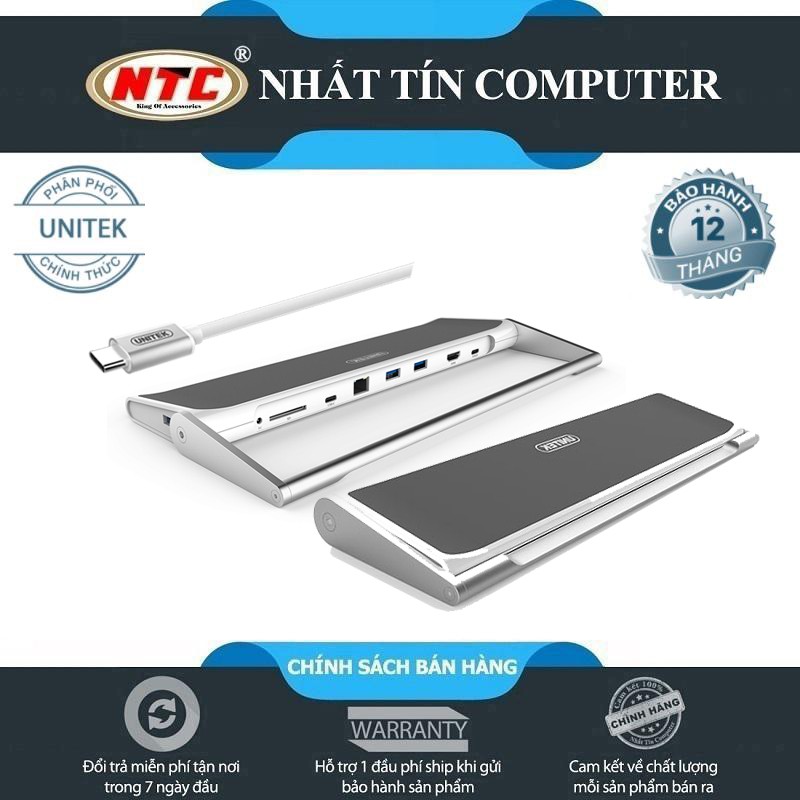 Hub đa năng Unitek Y-3708 từ TypeC 3.1 ra USB/thẻ SD/LAN/HDMI