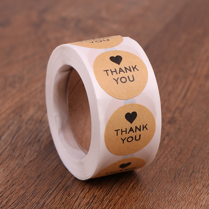Cuộn 500 Hình Dán Chữ thank you with heart Dùng Trang Trí Sổ Tay diy