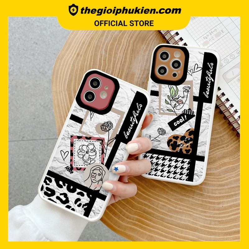 Ốp iphone - Ốp lưng iphone cạnh vuông viền camera beautiful dành cho ip 6 đến 14promax - g63