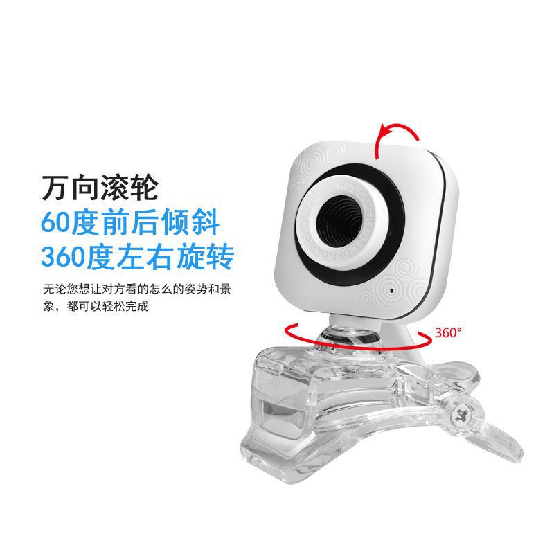 Webcam 720p Hd Xoay 360 Độ 480p Q360 Màu Trắng Cho Máy Tính