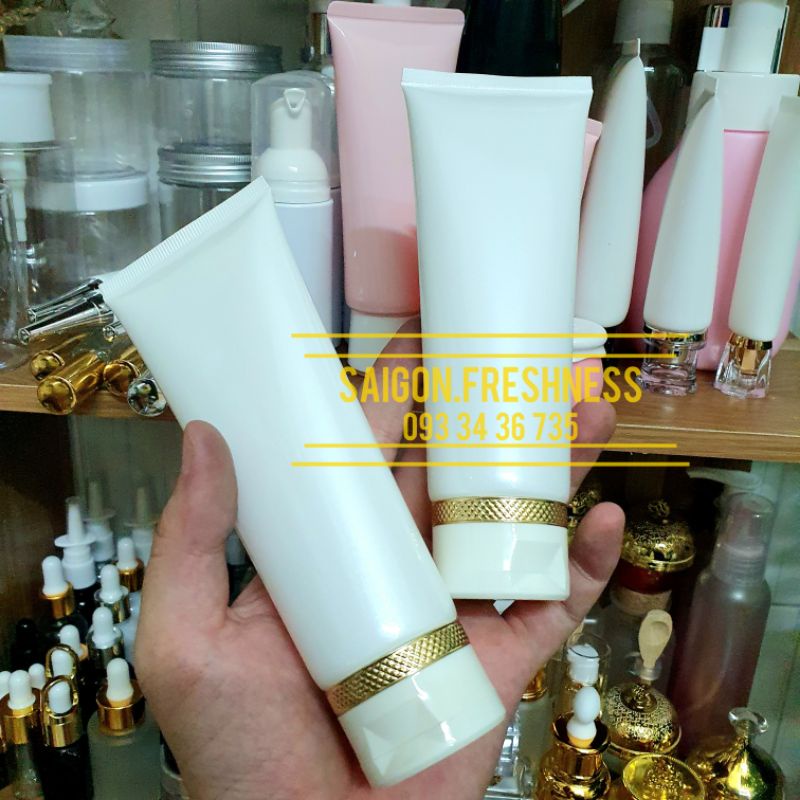 Tuýp nhựa chiết mỹ phẩm 120ml nắp bật xà cừ - đựng gel rửa mặt, sữa dưỡng da