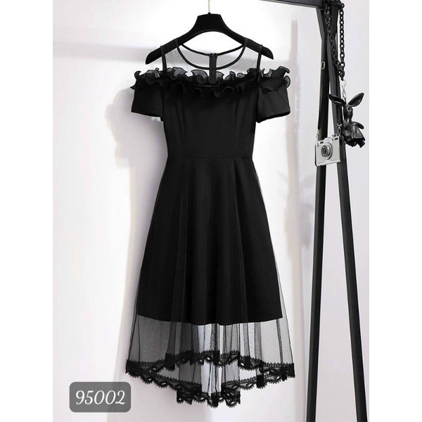 Mẫu Mới 🌺free ship🌺 đầm trễ vai phối lươi tay bèo xinh lắm ạ có size 40_71kg