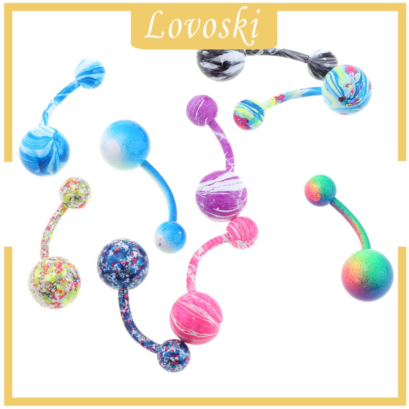 Set 9 Khuyên Rốn DạNg Thanh Tạ 14G NhiềU MàU SắC