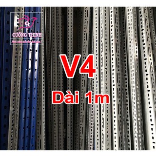 Sắt V lỗ (V4 dài 1m, dày 1,6mm) Thanh sắt V lỗ, V4x4, Lắp kệ sắt, lắp khung phơi đồ, sử dụng đa năng...