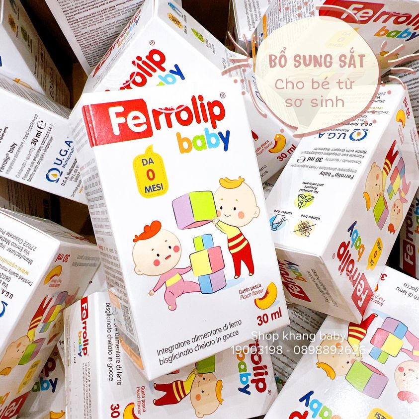 Sắt Ferrolip Baby dạng siro vị đào thơm ngon 30 mL - Shop Khang Baby
