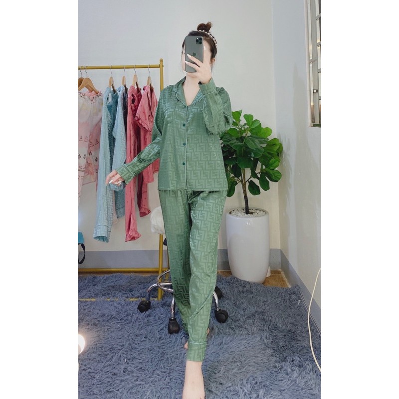 Big Size - Bộ Lụa Gấm Dài Tay Size XL