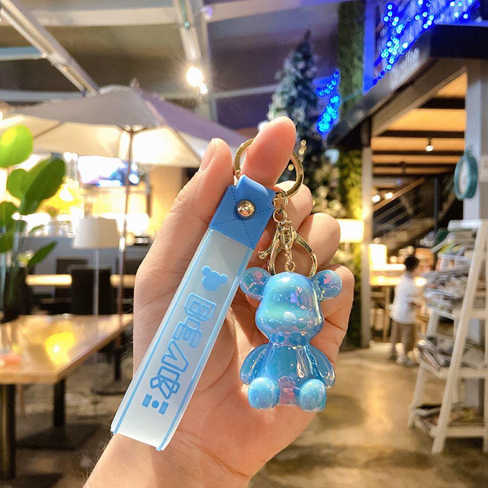Nickolas Móc Khóa Hình Gấu Mạ Điện Sáng Tạo Thời Trang Kèm Dây Đeo Tay Trang Trí Túi Xách / Xe Hơi