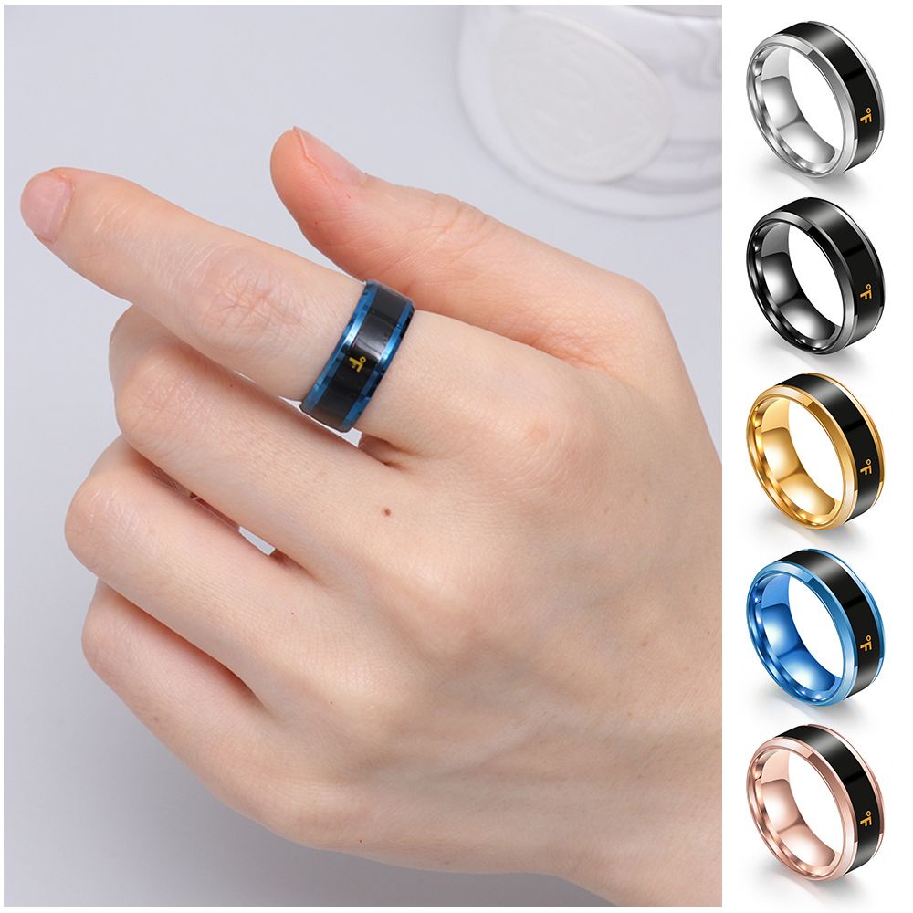 Nhẫn Thép Không Gỉ Đo Nhiệt Độ Thông Minh Ma Thuật Sáng Tạo Làm Quà Tặng Cho Nam Và Nữ/Phụ Nữ