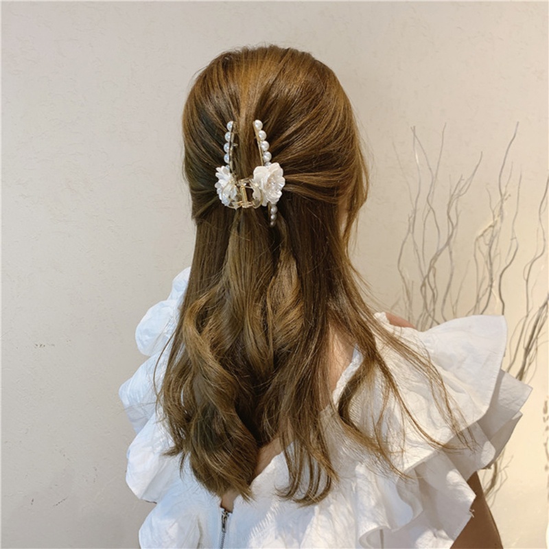 Kẹp Tóc Hình Hoa Đính Ngọc Trai Chống Trượt Thời Trang Cho Nữ