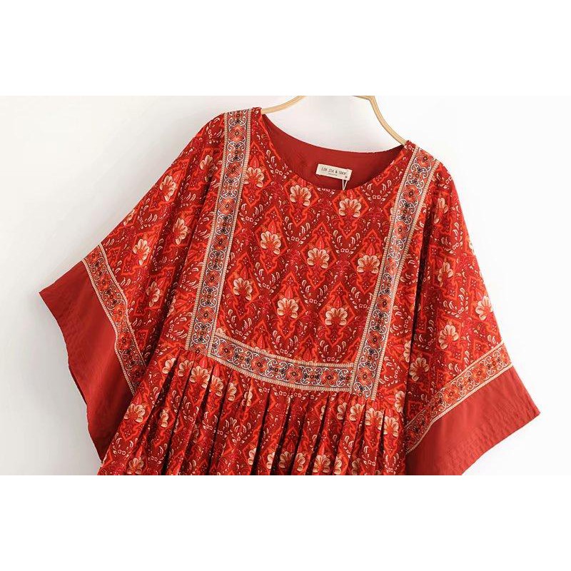 VÁY BOHEMIAN| HỌA TIẾT| DÁNG SUÔNG| TAY XÒE