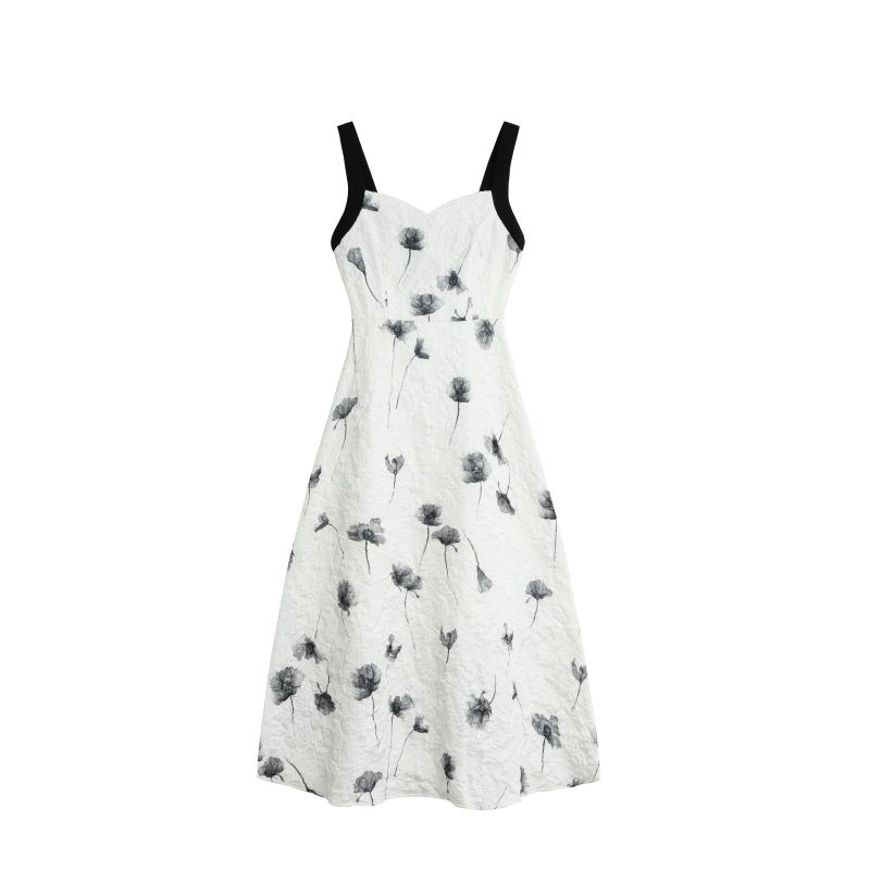 IELGY Đầm midi cổ chữ V in họa tiết phong cách cổ điển thời trang cho nữ