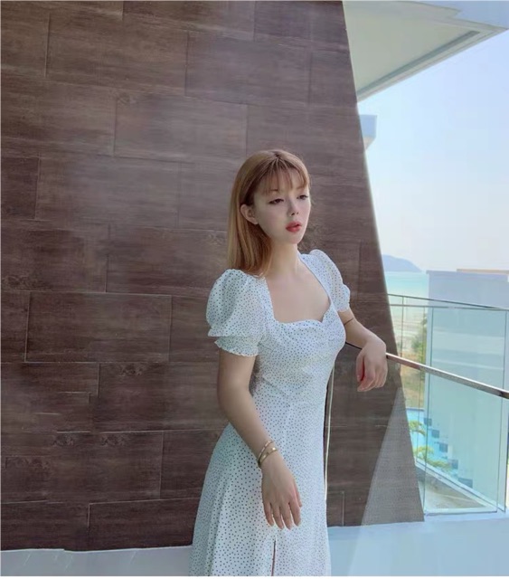 Đầm BI NHÍ trắng dài xẻ tà tay phồng tôn dáng(Có Ảnh Thật) | BigBuy360 - bigbuy360.vn