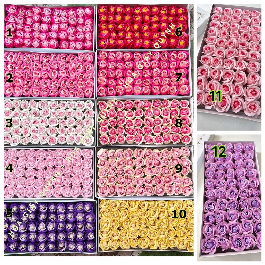 Hoa sáp 3 lớp pha màu - hộp 50 bông
