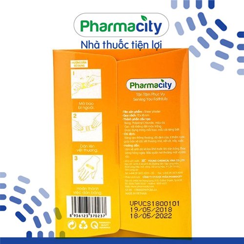 Băng dán cá nhân Pharmacity màu da/ trong suốt / chống thấm nước (10 miếng/gói)