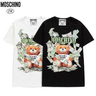 Áo Thun Chất Liệu Vải Cotton Tay Ngắn Có In Hoạ Tiết Moschino