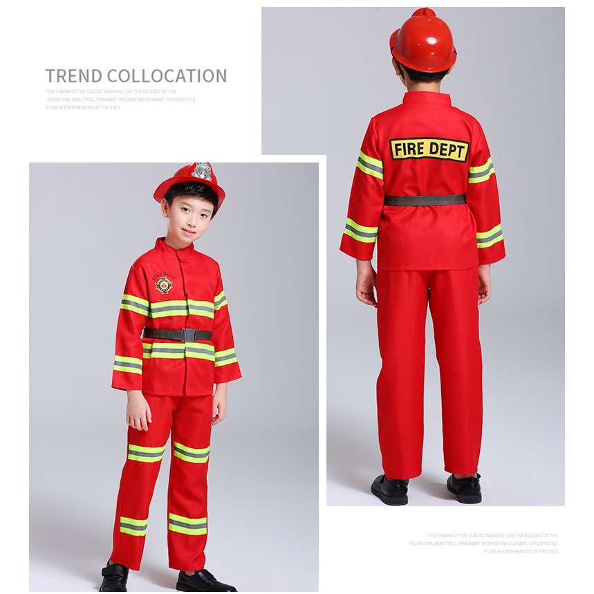 Trang Phục Hóa Trang Lính Cứu Hỏa Cho Bé Trai Và Bé Gái, Bộ Đồ Hóa Trang Lính Cứu Hóa Kèm Phụ Kiện