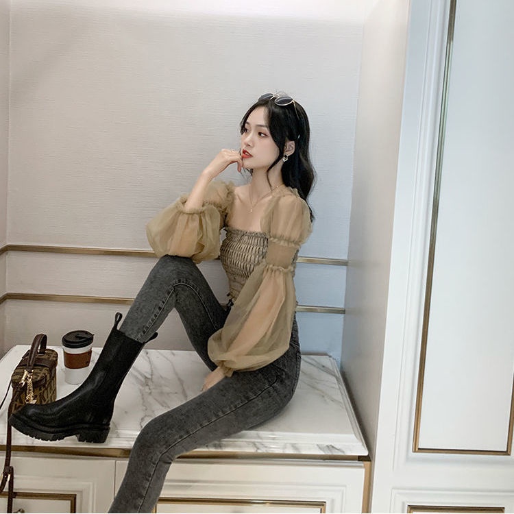 Áo trễ vai tay phồng phong cách mùa thu mới cho nữ