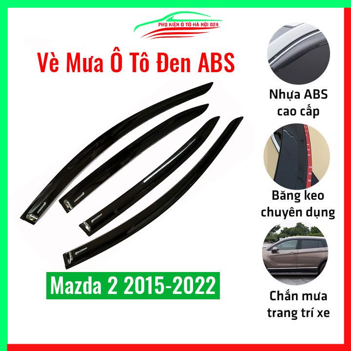 Vè che mưa cho xe ô tô Mazda 2 2015-2024 vè đen bảo vệ trang trí xe