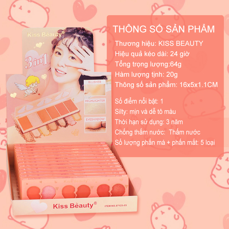 【Kiss Belle Shop】Bảng phấn mắt đa chức năng - Bảng má hồng đa chức năng KISS BEAUTY (6 màu) KB-YY02-2