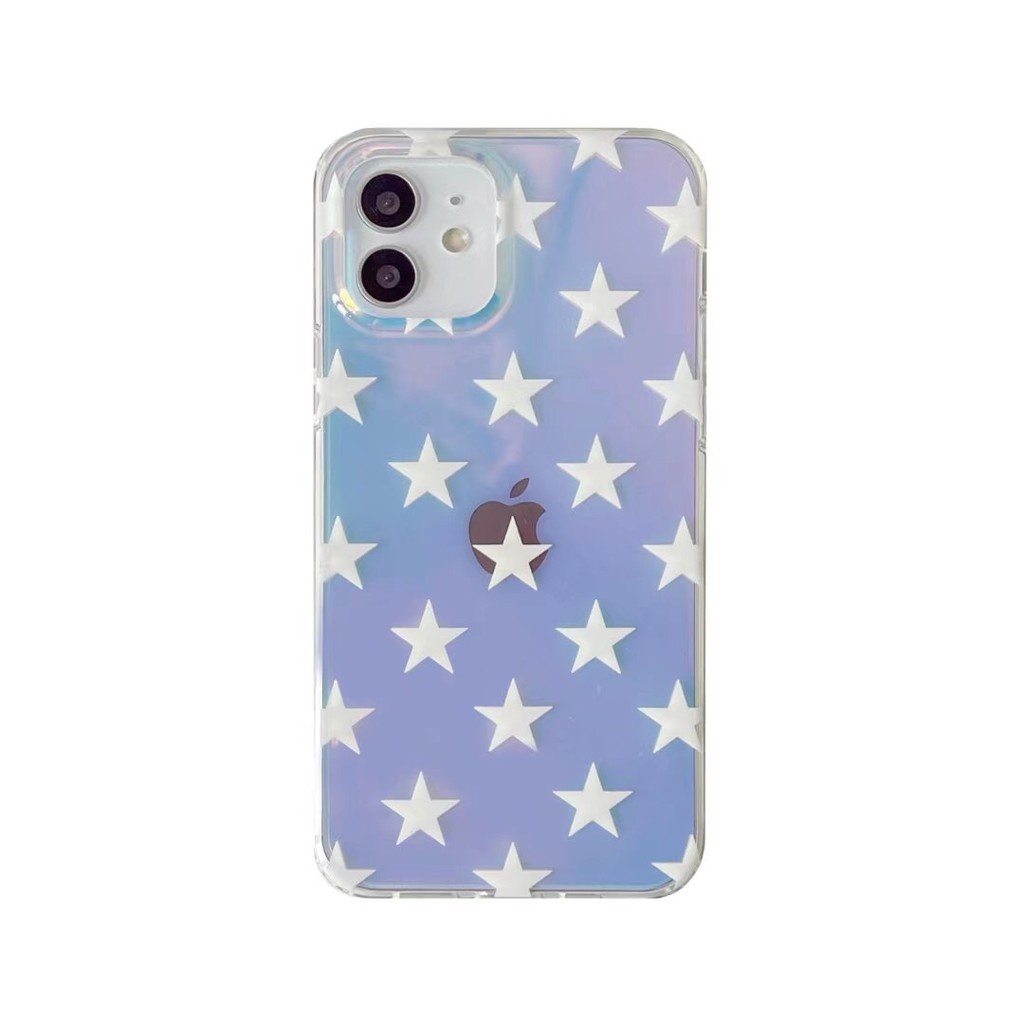 Fashion Aurora Laser Cute Stars Phone Case For iphone 12 Pro Max 11 Pro 7 8 plus X XR XS Max SE 2020 Acrylic Back Cover Cases