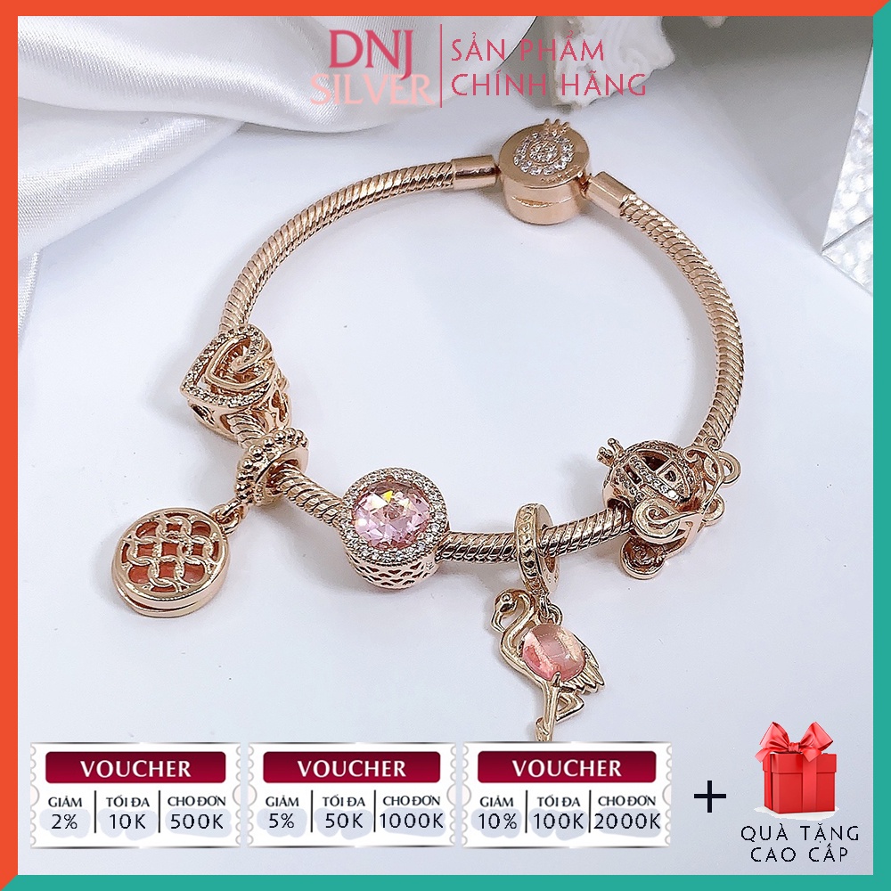 Vòng tay bạc 925 cao cấp - Vòng tay charm bạc Crane Lucky Bracelet, mang ý nghĩa may mắn, tình yêu, an lành - DNB042