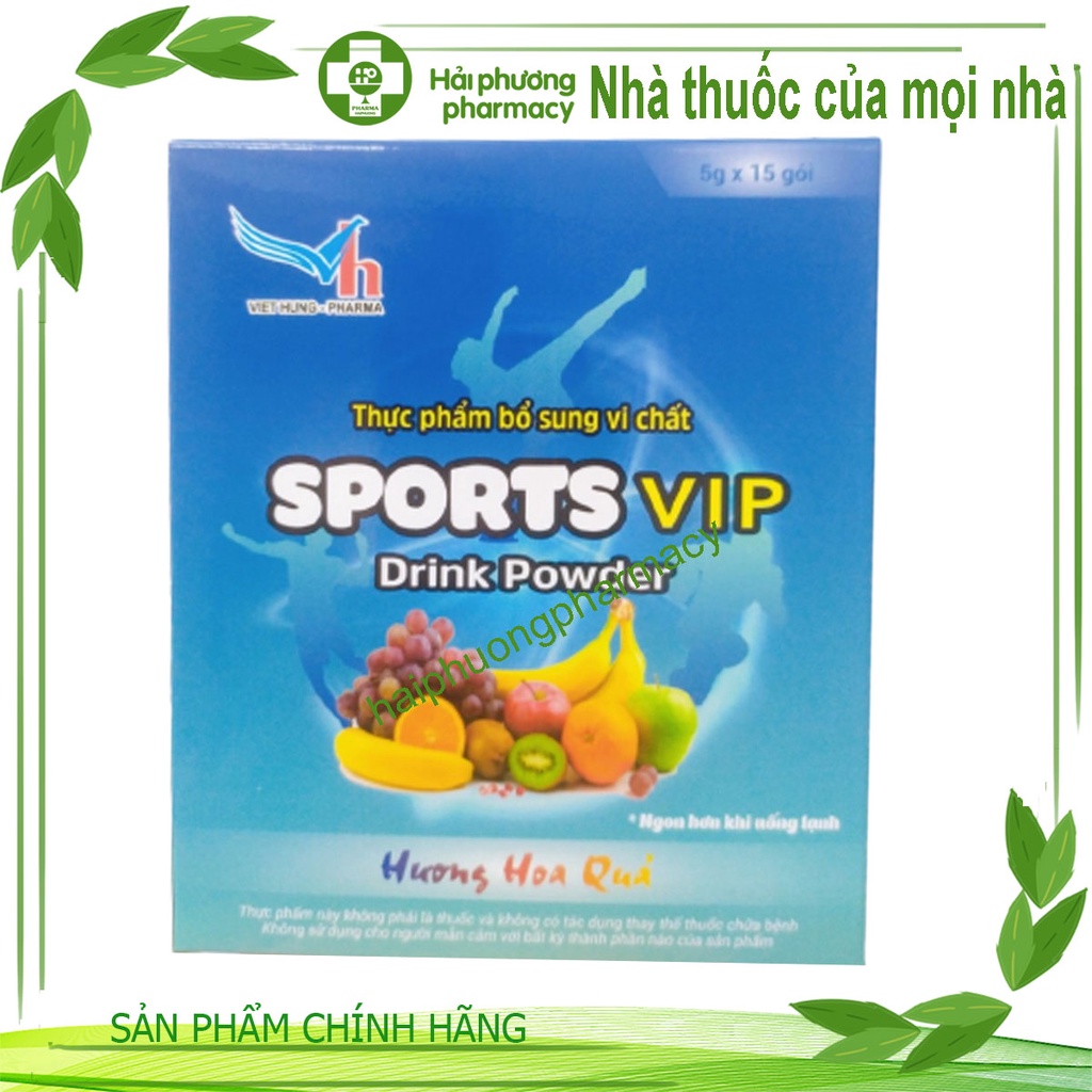 Oresol tự pha _ SPORTS VIP hộp 15 gói vị nước dừa siêu ngon Bổ sung vi chất, nước và điện giải