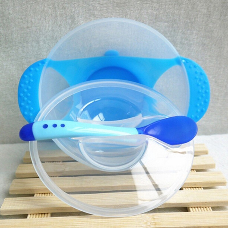 1 Set Baby Tableware Tableware Suction Bowl With Temperature Sensing Spoon Baby Food Baby Dinner Food Dishes