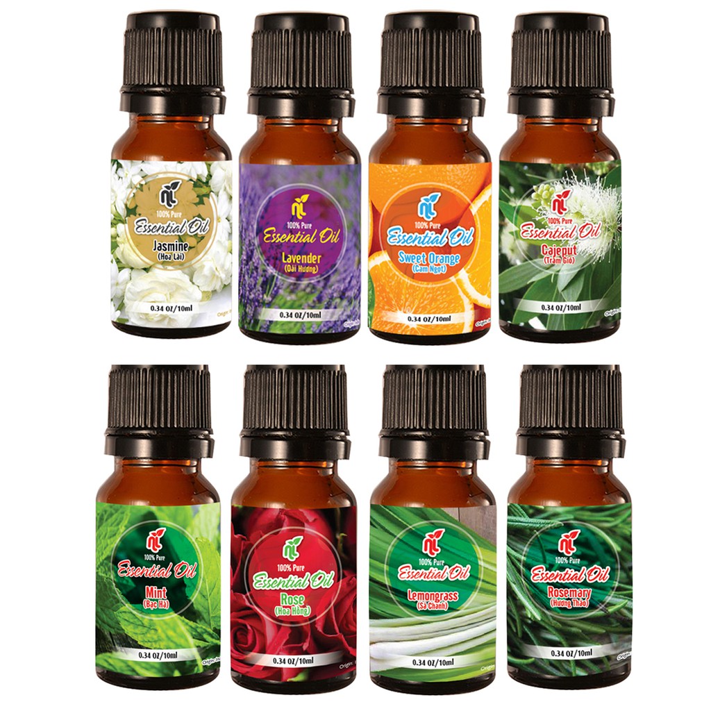 [COMBO 2 chai] Tinh dầu Oải Hương 10ml + Tinh dầu Sả Chanh 10ml thiên nhiên nguyên chất 100%, nhập khẩu Ấn Độ