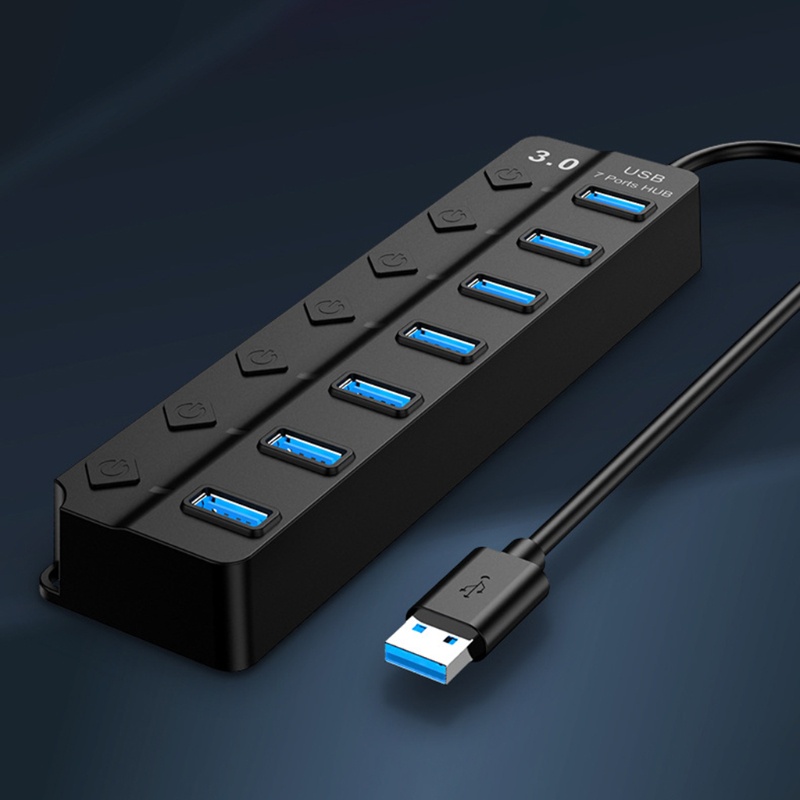 Hub 3 0 Cổng USB 7 Cổng Có Đèn LED Và Công Tắc Riêng Biệt Cho Windows