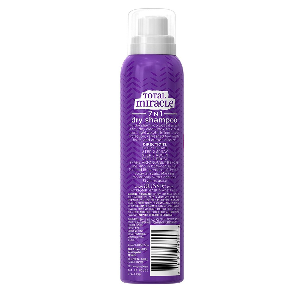 Dầu gội khô dạng xịt Aussie Total Miracle Collection 7N1 Dry Shampoo 140g (Mỹ)