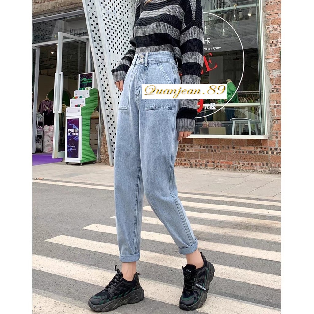 Quần bò baggy nữ quần jean baggy nữ cạp cao 3 size S M L hot năm 2022 Quanjean.89 | BigBuy360 - bigbuy360.vn
