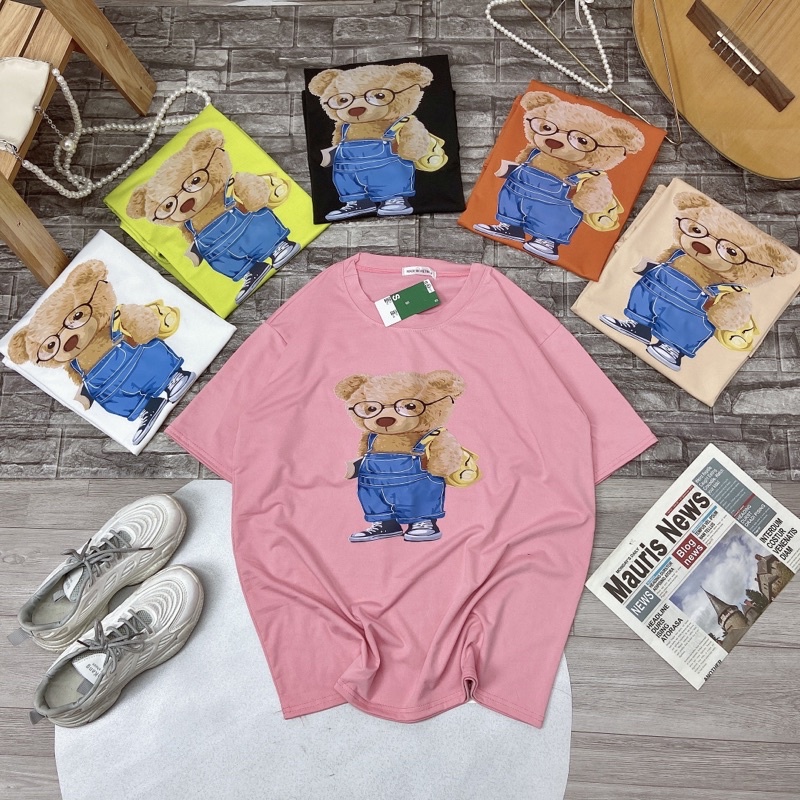 Áo phông gấu dáng thụng rộng tay lỡ