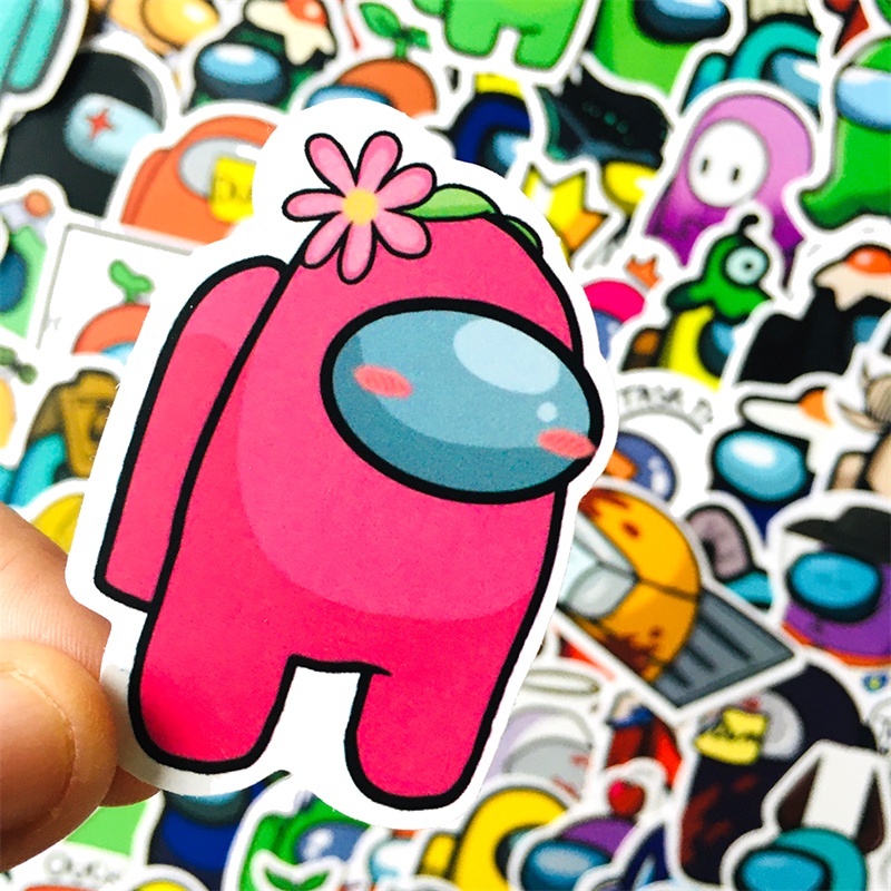 Set 100 sticker among us dán điện thoại laptop mũ bảo hiểm