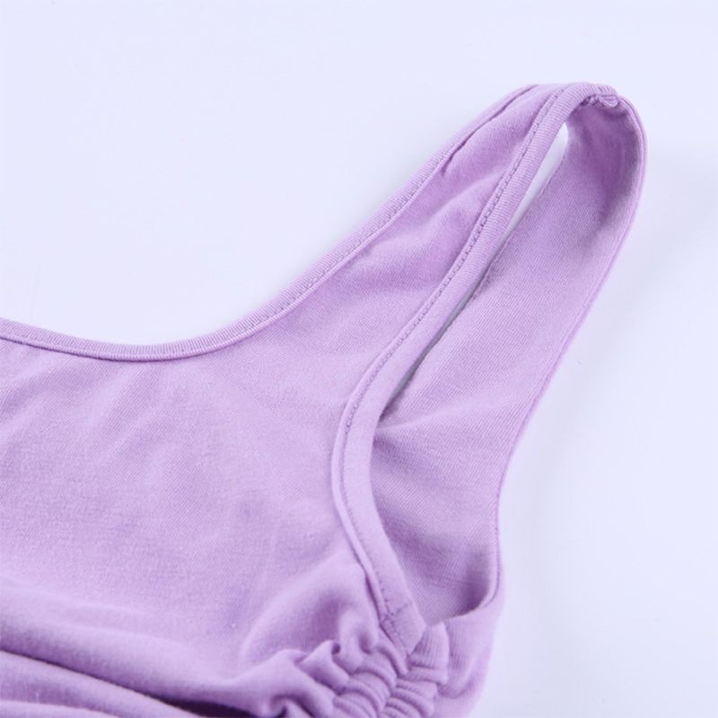 Áo Croptop Không Tay Cổ Vuông Cắt Sâu Dây Rút Màu Trơn Thời Trang Mùa Hè Quyến Rũ Cho Nữ