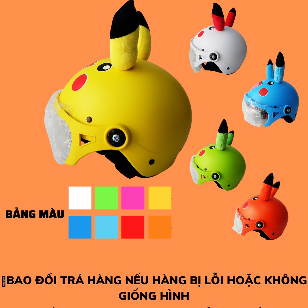 Mũ bảo hiểm cho bé từ 2-9 tuổi - Pikachu - 8 MÀU - HÀNG C.TY AN TOÀN ĐẠT CHUẨN