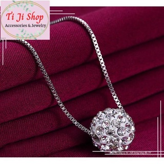 Dây chuyền inox nữ trái châu trắng đính xoàn