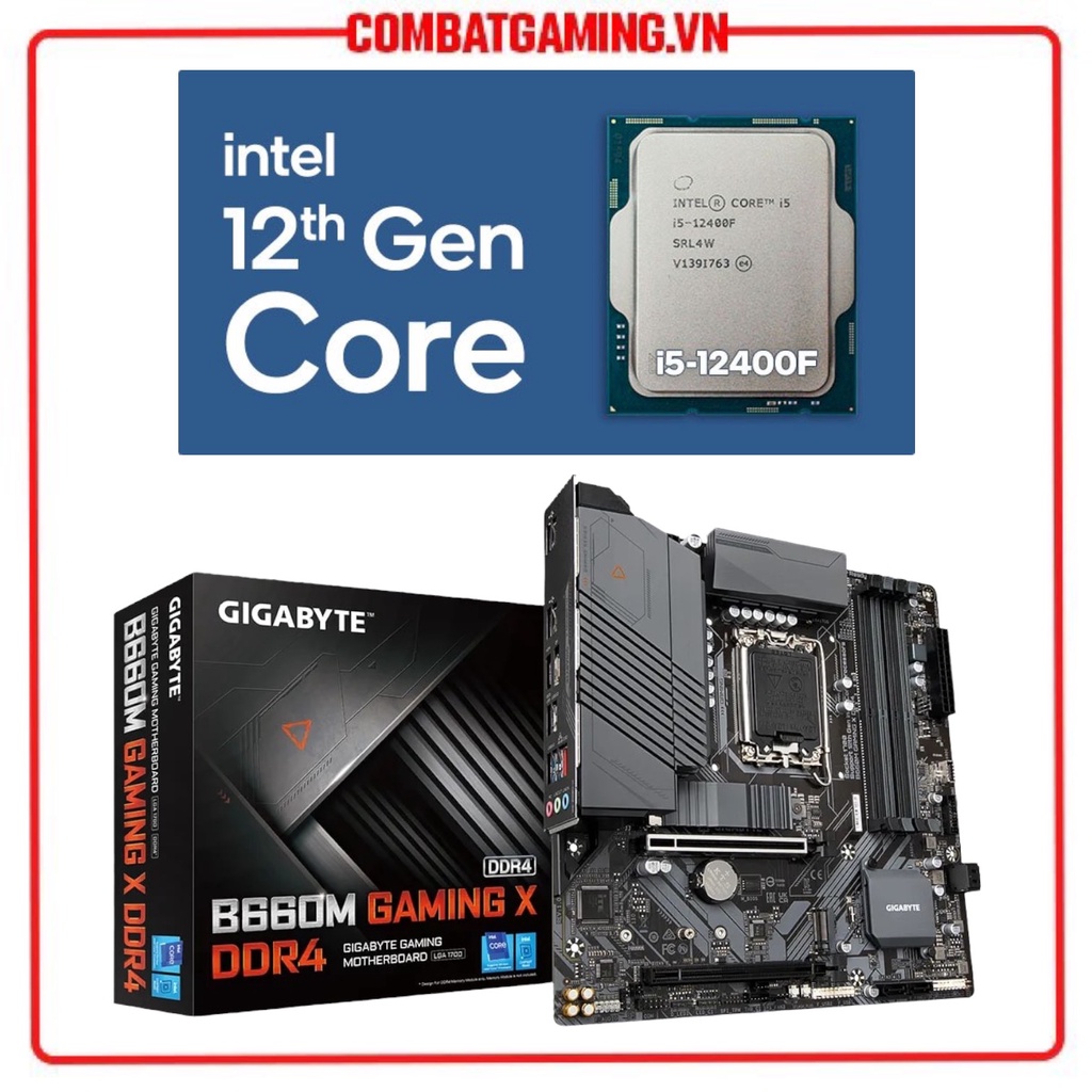 Bộ Vi Xử Lý CPU INTEL Core i5 12400F Tray New Không Fan + Combo CPU MAIN B660M Chính Hãng